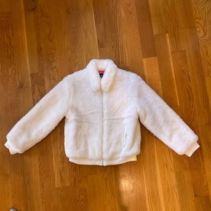 Gap Kids Faux Fur White Coat, L (10), Gently Used